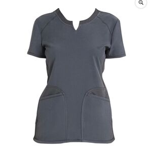 Women’s Charcoal Short-Sleeve Notch Neck Pocket Tee